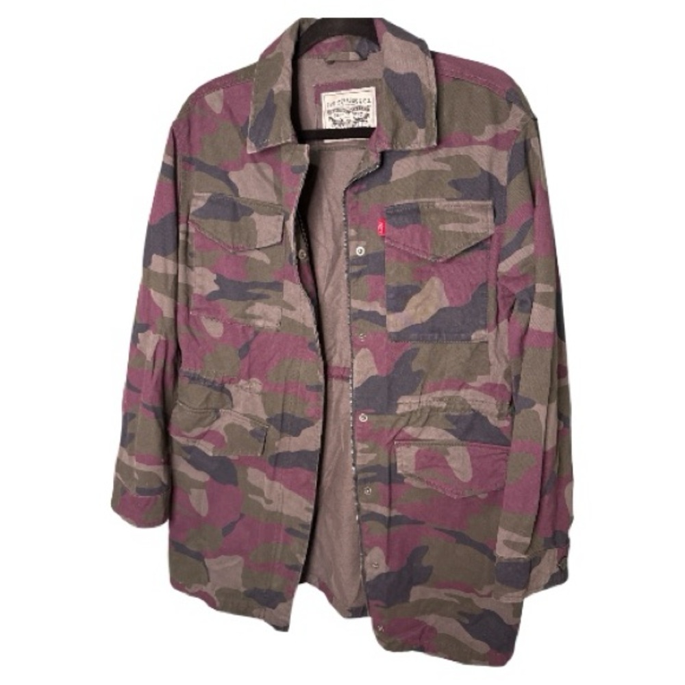 Levi's Oversized Military Filed Jacket in Purple Camo Cotton Pockets size Small - Picture 3 of 8